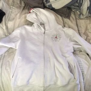 Jordon white gray and pink sweatshirt